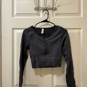 Aerie Charcoal Waffle Crop Top